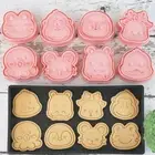 8 Mini Animal Cookie Cutters Set, 3D Raised Design Animal Embossing Stamps q-2