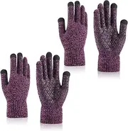 [FUIPVGI] 2 Pairs of Winter Gloves Men Women, Cycling Gloves, Touchscreen Gloves, Thermal Gloves, Warm Winter Gloves, Non-Slip Grip, Sports Gloves, One Size (Rose Red)