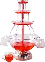 Drink Dispenser - 3-Tier Punch Bowl Drink Fountain - 1.5GAL Punch Tower with Lighted Base and 5 Reusable Cups for Juice by Great Northern Party