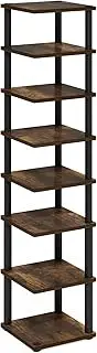 [Furinno] Turn-N-Tube 8-Tier Vertical Free Standing Shoe Rack for Closet Entryway, Amber Pine/Black