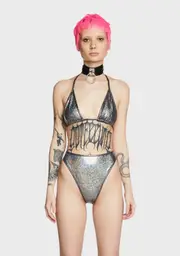 [Sugarpuss] Hologram Triangle Bikini Top