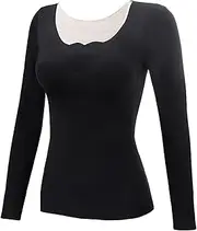 [BORATO] Thermal Underwear for Women | Sculpting Body Bottoming Shirt,Comfortable Women's Undershirt Built in Bra for Hiking, Skiing, Working, Fitness, Camping, Riding