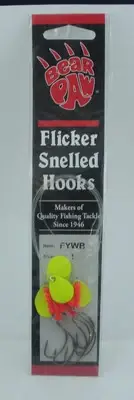 Bear Paw FYWB-4 Wide Bend Hook Yellow Blade Snelled Hook Size 4