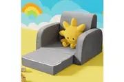 Keezi Kids Sofa 1 Seater Children Flip Open Couch Lounger Armchair Soft Grey
