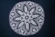 Vintage Needle Lace Handmade Linen Tablecloth Round 21" Table Runner
