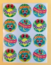 VTG TREND Scratch & Sniff Stinky Sticker Sheet TREE FROG Rainforest Scented 90s