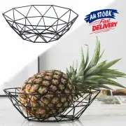 Vegetable Metal Bowl Wire Basket Desktop Geometric Fruit Kitchen Storage