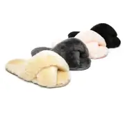 AUSTRALIAN SHEPHERD® UGG Women Crossover Fluffy Slides Linty - Grey / AU Ladies 4 / AU Men 2 / EU 35