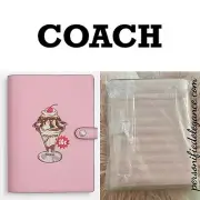 NEW Coach Leather Cherry Blossom Pink Ice Cream Graphic Notebook Journal Diary