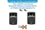 E-Lektron Duevibe 15 1800W 2 X 15 inch UHF Mics TWS Bluetooth Portable Speakers System PA UHF Mics