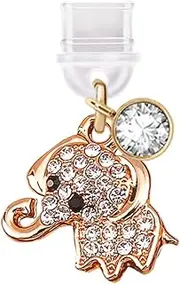 TP388 Type-C USB Charging Port Anti Dust Plug Little Crystal Elephant Cell Phone Charm for iPhone 15 /Samsung/OnePlus/Xiaomi/oppo Android Phones (Gold), approx.1.6 cm (L) x 0.3 cm (D) x