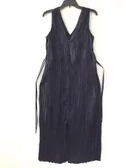 Rebecca Taylor Button Front Midi Bustier Dress Medium Navy Pleated Reg $495