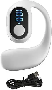 Roarrter Digital Display Single Ear Hanging Ear Bluetooth Headset Open Bluetooth 5.3 Wireless Headset Earphone White