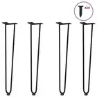 Hairpin Table Legs Set of 4 Black 72 cm Adjustable Foot Levellers Modern 12424