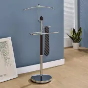 Wood & Metal Suit Valet Rack Stand Organizer, Walnut Finish