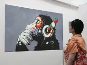 Dj Monkey Ape Chimp Painting Street Art Canvas Graffiti