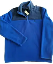 Brooks Brothers Fleece Mens XL Blue Quarter Zip Sweater Embroidered Logo