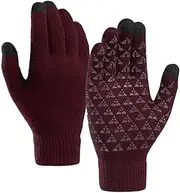 [KELINFONG] Winter Gloves Men,Full Fingers Touch Screen Thermal Knit Lining Warmers Gloves for Kids Cold Weather Hiking Driving