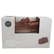 Wayland Square Mens Brown Memory Foam Moccasin Hardsole Slippers Size S 6/7 NEW
