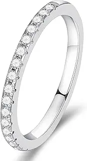 [Lian] Moissanite Rings Wedding Band Half Eternity Wedding Rings for Women D Color VVS1 Lab Created Diamond S925 Sterling Silver Rings Promise Wedding Bands