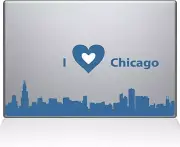 The Decal Guru I love Chicago Decal Vinyl Sticker, 12" MacBook, Light Blue
