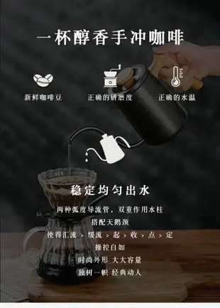 Bincoo木柄手沖咖啡壺細嘴壺不銹鋼咖啡器具套裝長嘴水壺咖啡壺