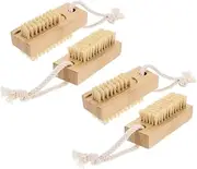 Mikinona 4pcs Bamboo Sisal Nail Brush Set for Cleaning Fingernails Toenails Gentle Scrub Brush for Home Salon Use
