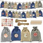 Advent Calendar for Filling, 24 Felt Bags and Fabric Bags, Advent Calendar Number Stickers, Christmas Calendar to Decorate Yourself, Advent Calendar 2023 Children