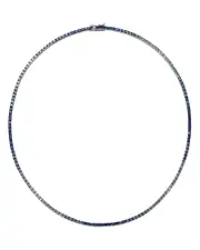 Bloomingdale's Fine Collection Sapphire Ombre Tennis Necklace in 14K White Gold, 16