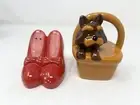 Wizard of Oz Ruby Slippers And Toto Salt & Pepper Shakers Set Ceramic Design