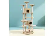i.Pet Cat Tree 203cm Tower Scratching Post Scratcher Condo Trees House Bed Beige