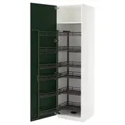 METOD high cabinet with pull-out larder, white/Havstorp deep green, 60x60x220 cm