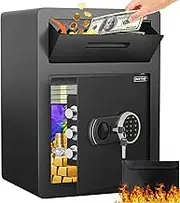 2.0 Cu ft Depository Drop Safe, Drop Box for Money with Fireproof Waterproof Bag, Anti-theft Digital Drop Slot Safe with Dual Alarm, Large Drop Slot Safe Box for Business Home Office Hotel Market