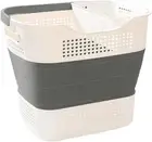 Plastic Laundry Basket Set,Foldable Pop Storage,Space Saving Portable Depot,Wash