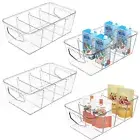 4 Pack Storage Baskets Bins Pantry Clear Organizer Plastic Organization