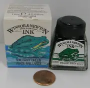 Windsor & Newton Stamp Pad Ink .47oz. Glass Bottle Brilliant Green 046