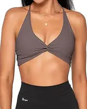 [Danysu] Backless Sports Bra Soft Workout Tops with Removable Padded Yoga Training Bras Strappy Going Out Top