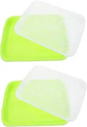 IWOWHERO DIY Planting Boxes 2 Pack Seedling Trays Germination Trays Seedlings Grass Sprouting Boxes Food Grade Plastic Reusable Ventilated for Wheatgrass