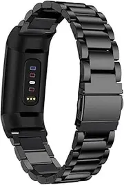KIMILAR Compatible Fitbit Charge 3 Metal Bands, Premium Stainless Steel Metal Smartwatch Bands Strap Bracelet Sport Wristband Compatible with Fitbit Charge 3 & Charge 3 SE for Women Men