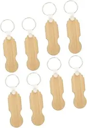 jojofuny 8Pcs Bamboo Trolley Tokens Hanging Keychains for Shopping Carts Lightweight Key Ring Removers Stylish and Compact Trolley Supplies for Everyday Use