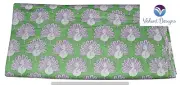 10 Yard Indian Hand Block Peacock Print Pure Cotton Running Fabric Green