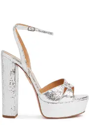 Aquazzura Sinner 140 Lizard-effect Leather Platform Sandals - Silver 37.5 (IT37.5 / UK4.5)