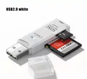 SD XC Micro Card Reader USB to SD Micro SD TF Smart Memory Card Adapter (White)