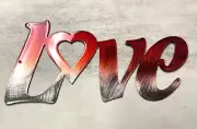 Decorative Love Word Sign - Metal Wall Art - Ruby Tinged 11 1/4" x 5 3/4"