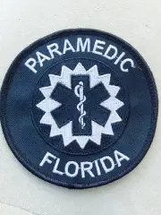 Florida Paramedic Patch - Subdued BLACK 4" Hook/loop Back - FREE SHIPPING