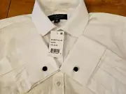Michelsons London White Slim-Fit Long-Sleeve Cuff Tuxedo Shirt 15 34/35 NWT