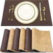 SUEH DESIGN Leather Placemats Set of 6 Reversible Table Mats Heat Resistant Wate