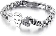 [BOSUGE] Charming Bracelet， Viking Bracelet Men's Steel Curb Bead Skull Tools Charm Demon Stainless Modern Fashion (Color : D) (Color : Stainless Steel)