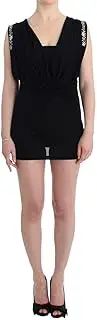 [roccobarocco] Black Embellished Jersey Mini Sheath Short Dress