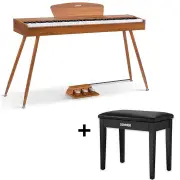 Donner DDP-80 88 Key Fully Weighted Compact Digital Piano Wooden Style + Pedal - Natural / Piano+Black Bench